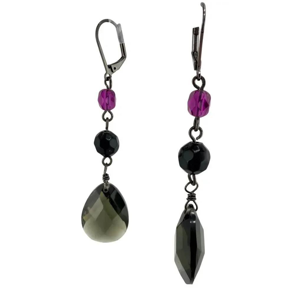 Modern Glass Vamp Gray Raspberry Glass Deardrop Beads Dangle Drop 2.5